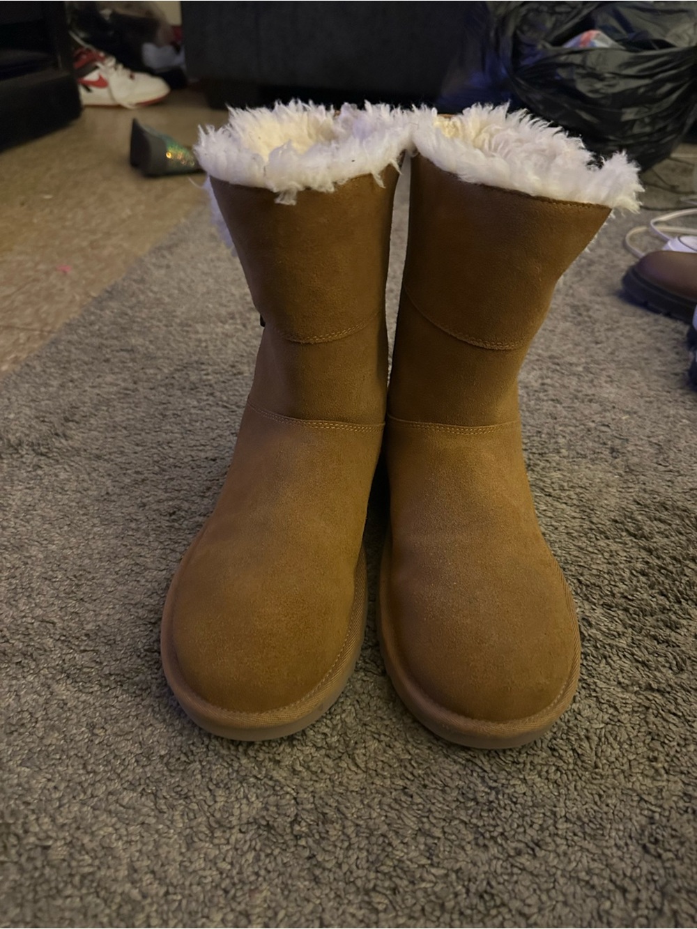 Koolaburra Chestnut Faux-Suede Shearling-Lined Winter Boots